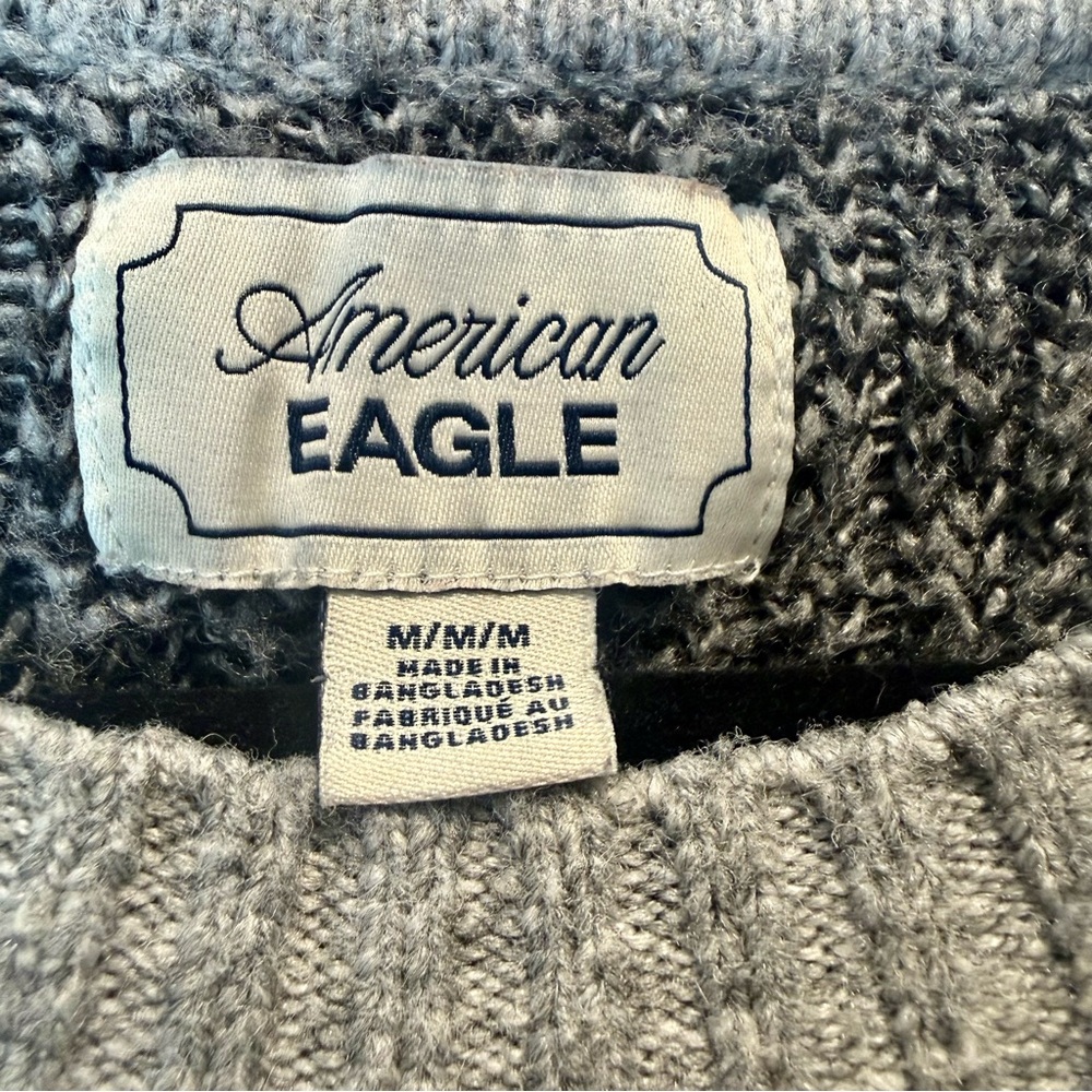 American Eagle Medium Snoopy Oversized Sweater - Whoa So Soft Gray Knit - Picture 9 of 11
